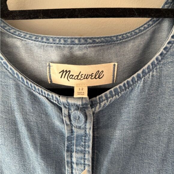 NWT Madewell Denim Puff-Sleeve Button-Up Top Size 12 - Picture 11 of 13